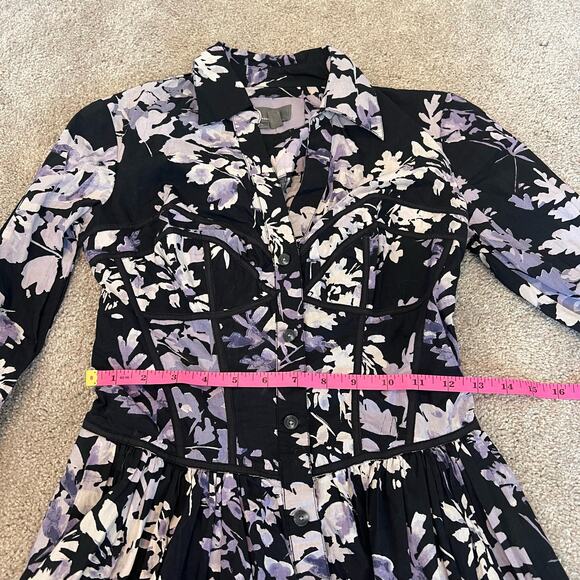 Anthropologie Women's Longsleeve Mini Dress with Boning Black Size 2P - Picture 9 of 9